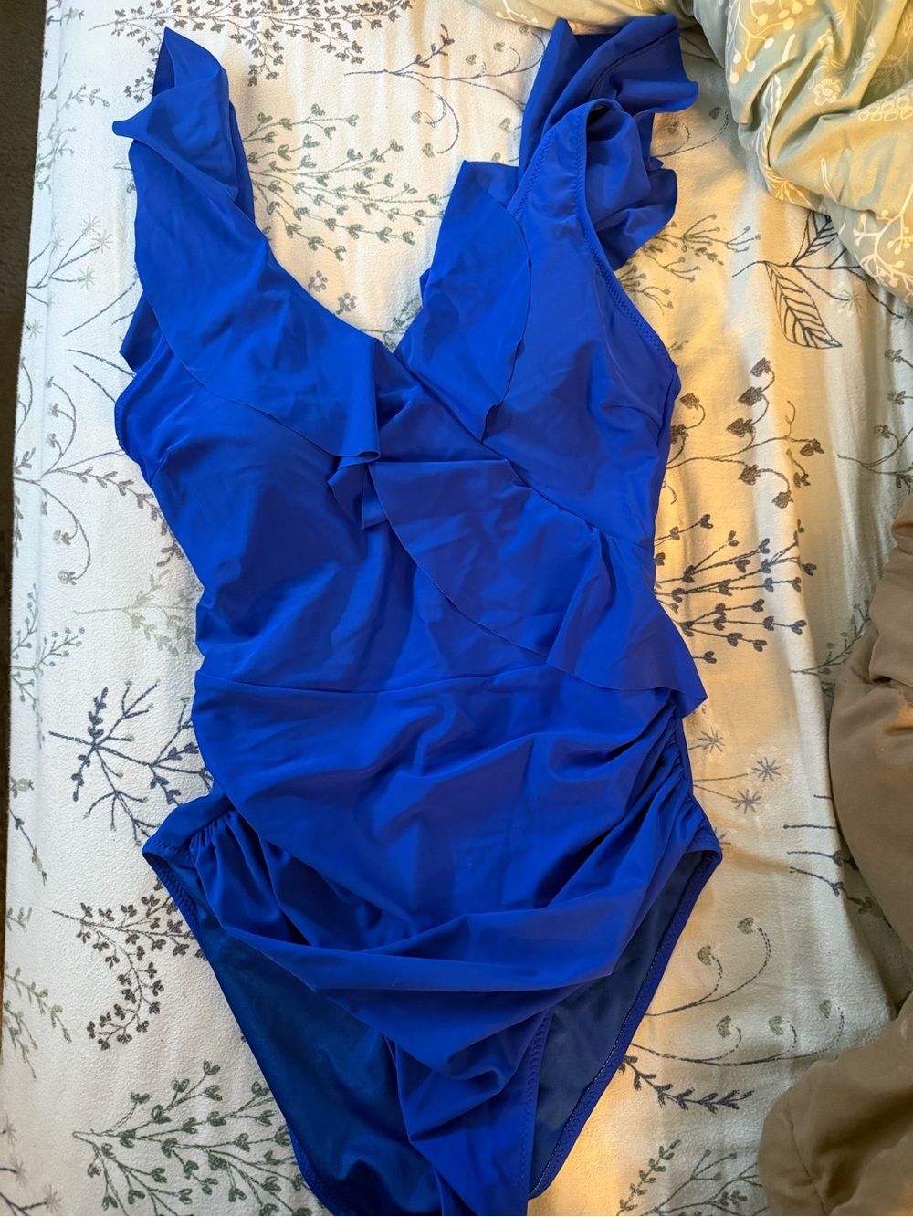 Ruffle-Detail One-Piece Swimsuit in Royal Blue